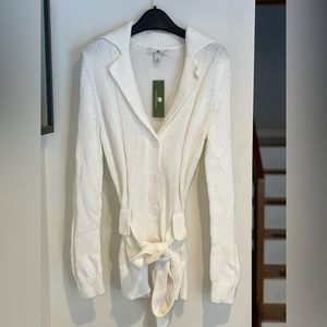 NWT Banana Republic white cotton belted cardigan sweater size medium
